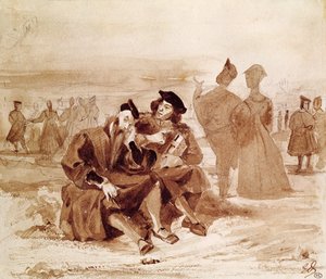 田舎で会話するファウストとワグナー、ヨハンヴォルフガングフォンゲーテ（1749-1832）1827の「ファウスト」より 作： Ferdinand Victor Eugene Delacroix